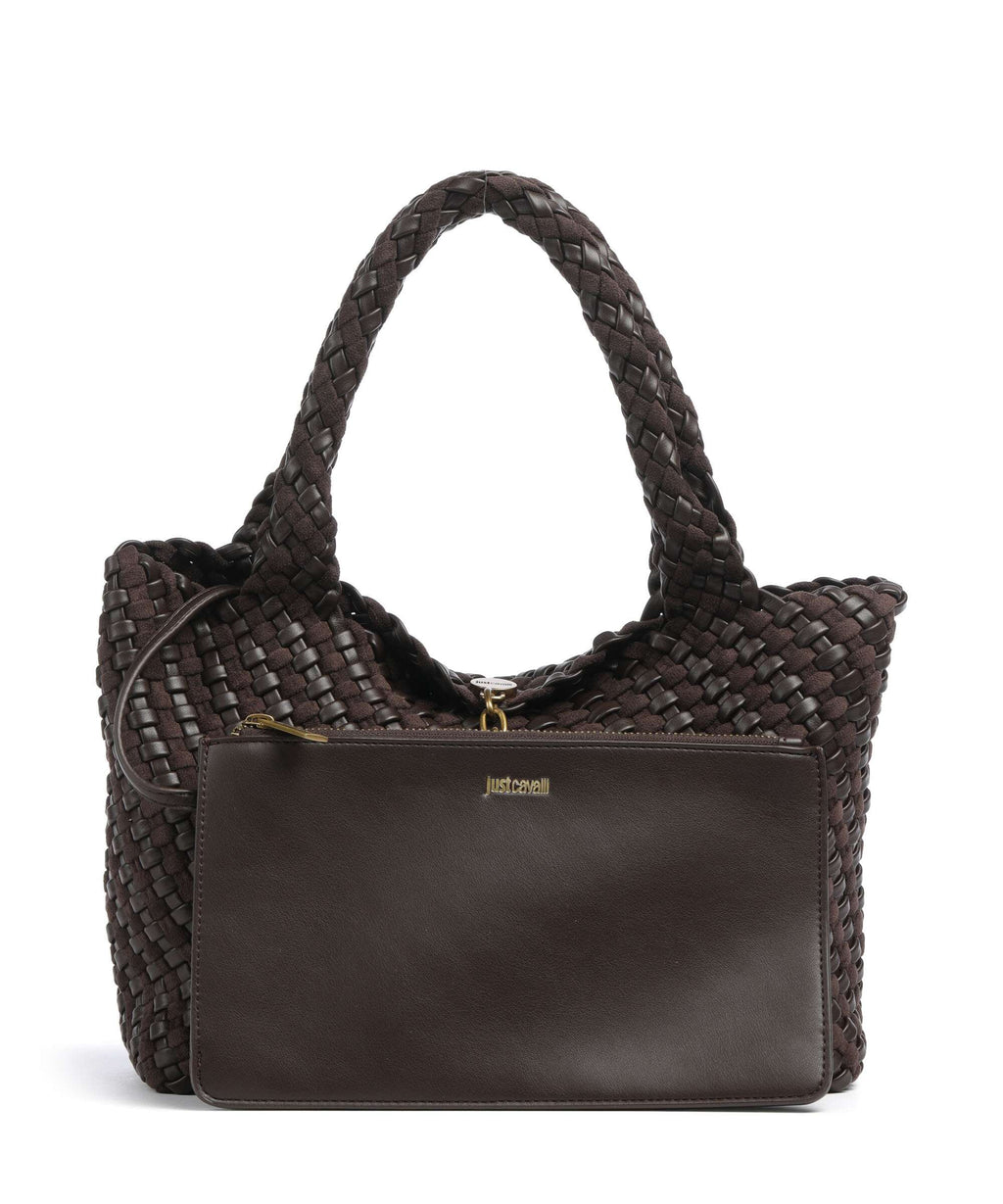 Just Cavalli Woving Hobo bag black coffee