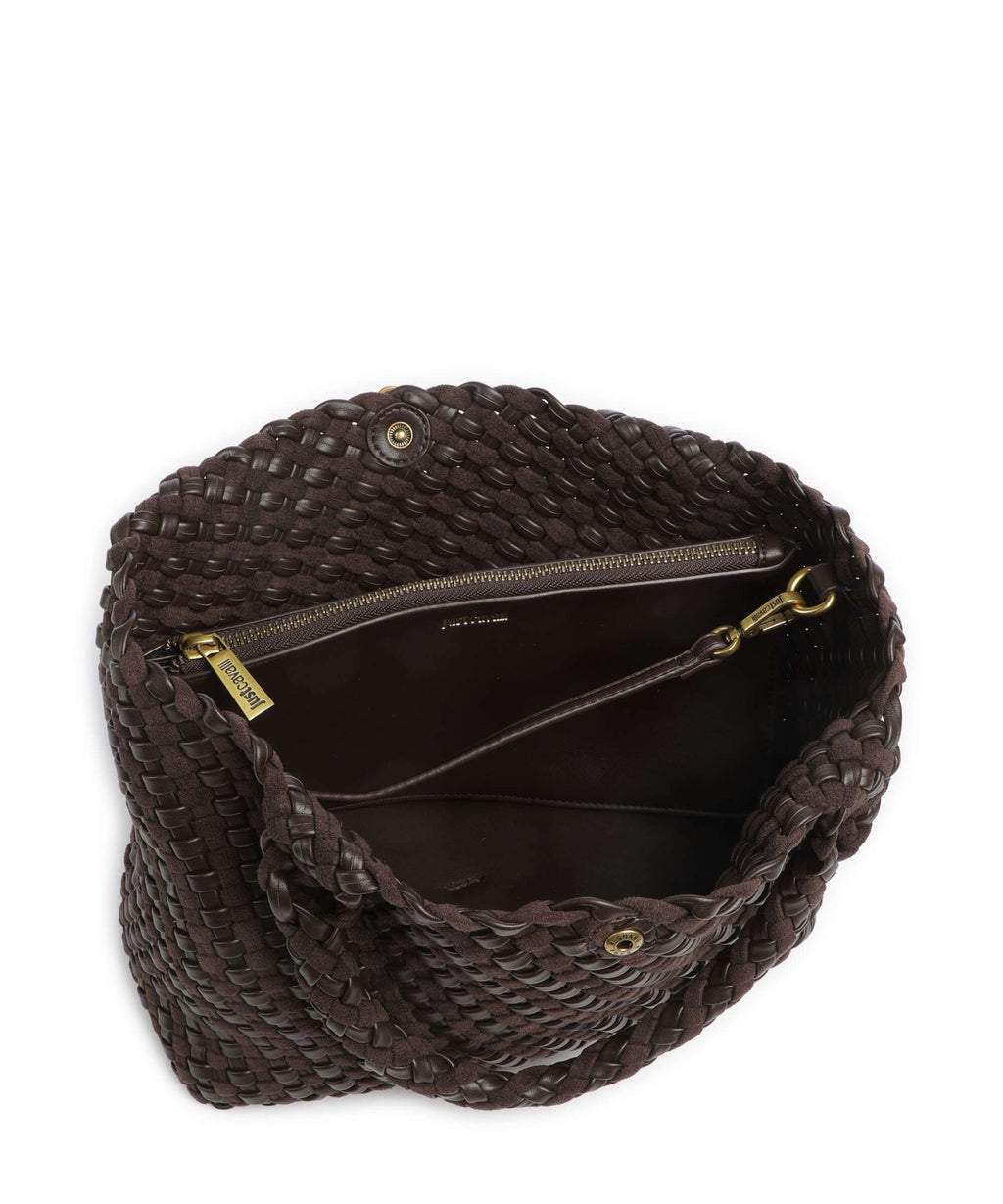 Just Cavalli Woving Hobo bag black coffee