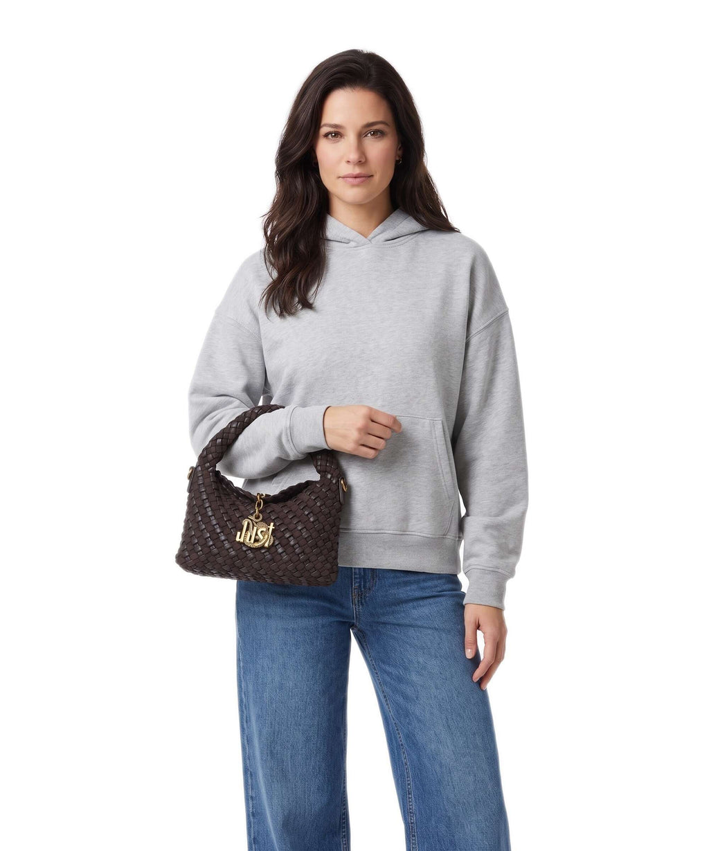 Just Cavalli Woving Handbag black coffee