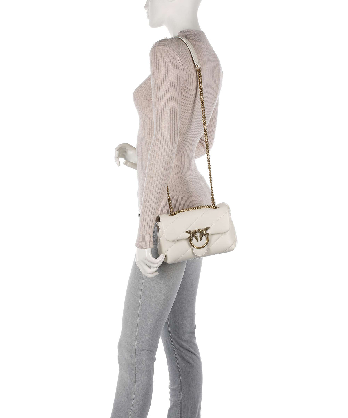 Pinko Love Puff Mini Shoulder bag bianco seta/antique gold