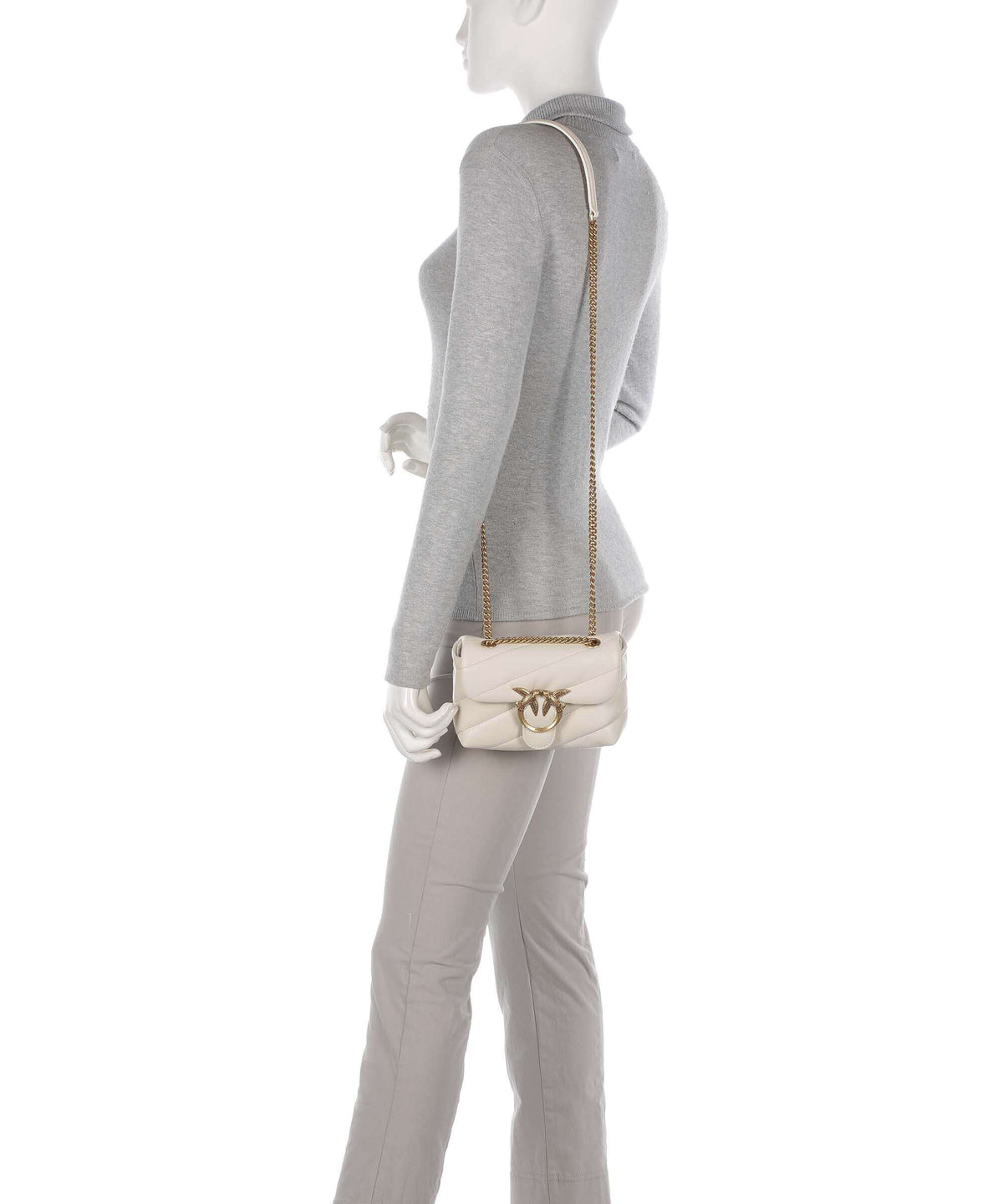 Pinko Love Puff Baby Shoulder bag bianco seta/antique gold