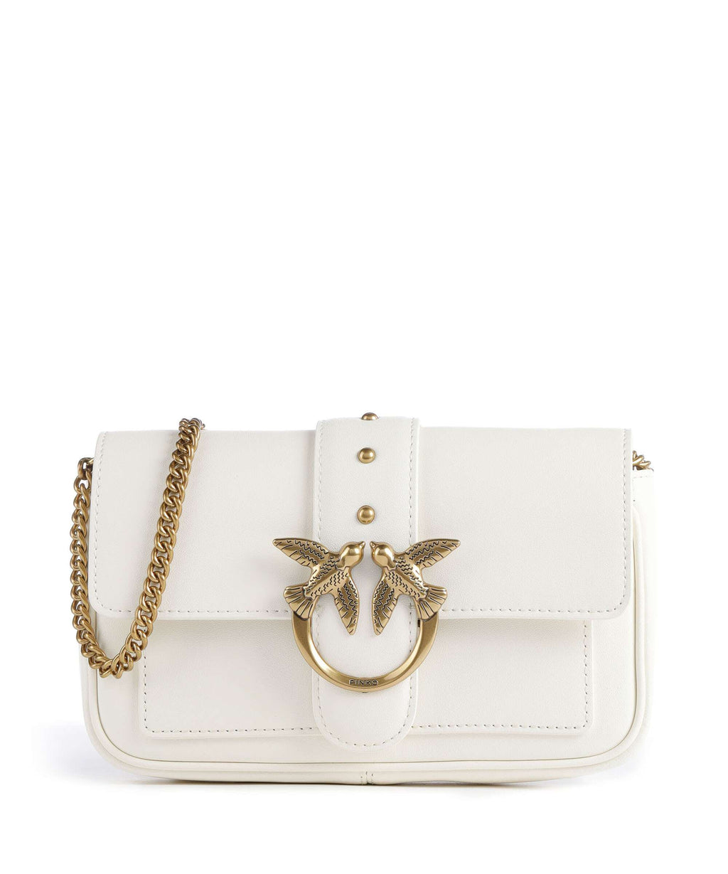 Pinko Love One Pocket Wallet bianco seta/antique gold