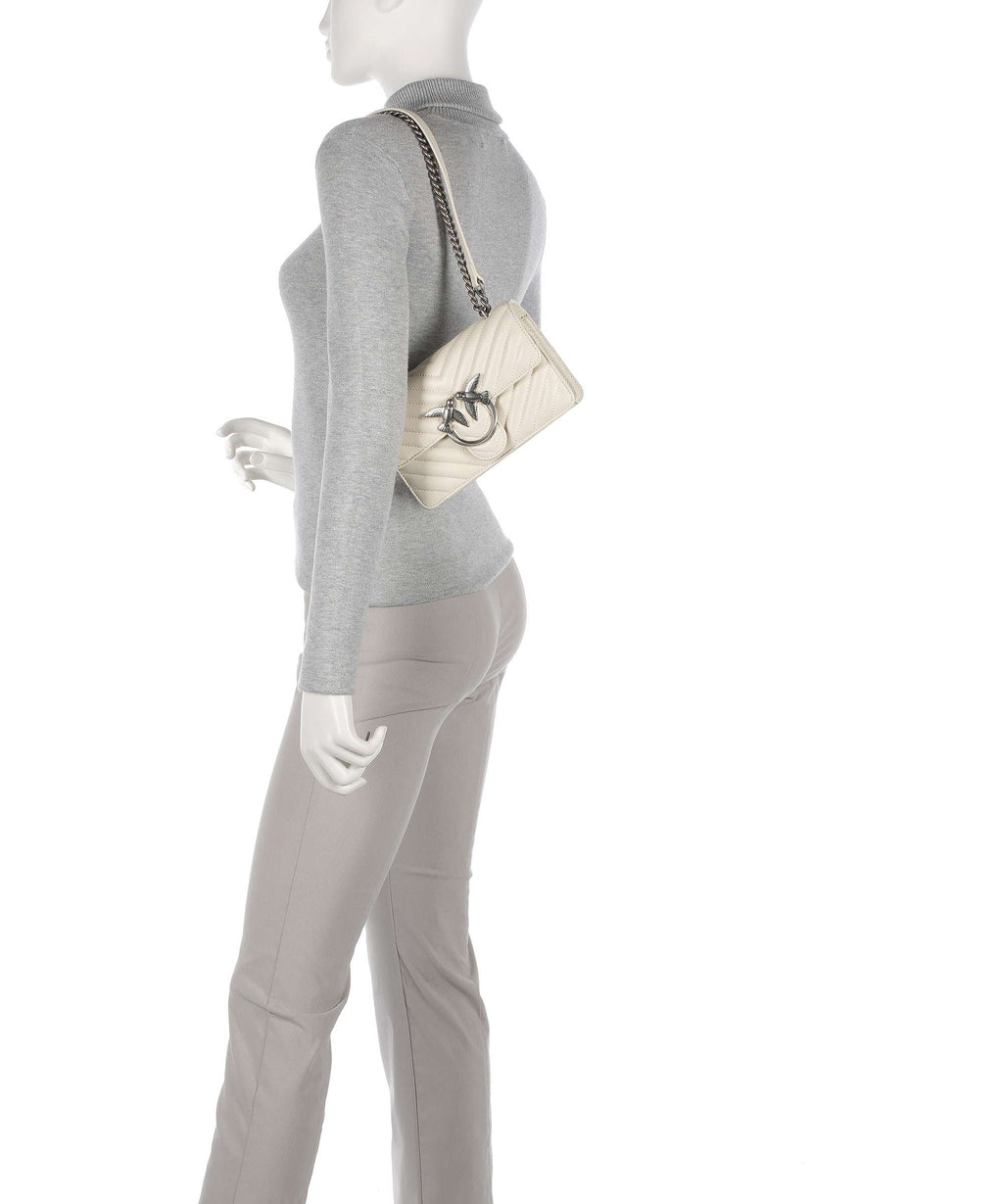 Pinko Love One Mini Shoulder bag bianco seta/old silver