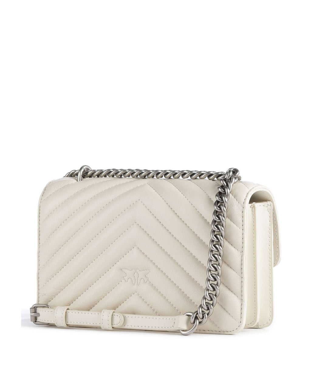 Pinko Love One Mini Shoulder bag bianco seta/old silver