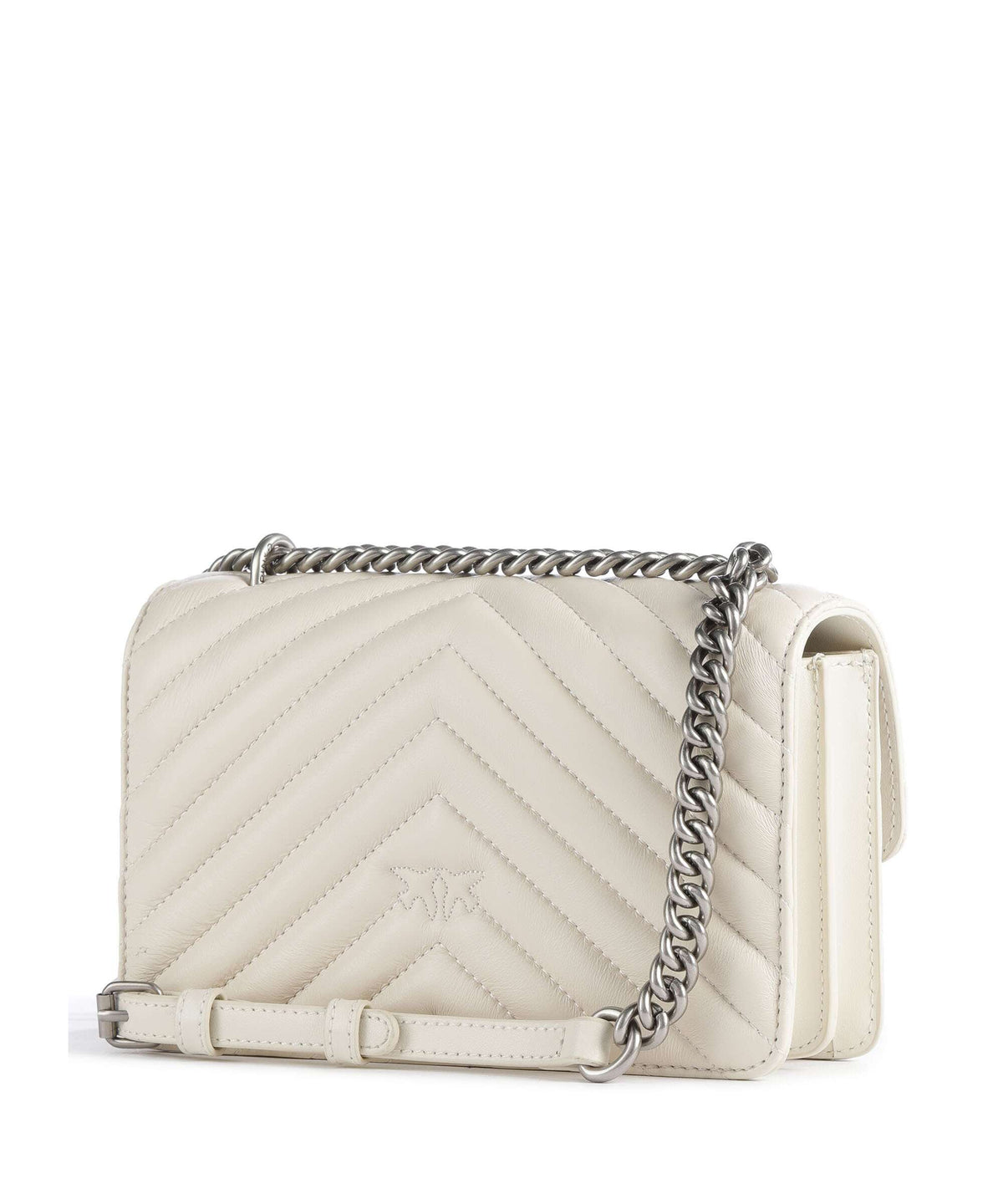 Pinko Love One Mini Shoulder bag bianco seta/old silver