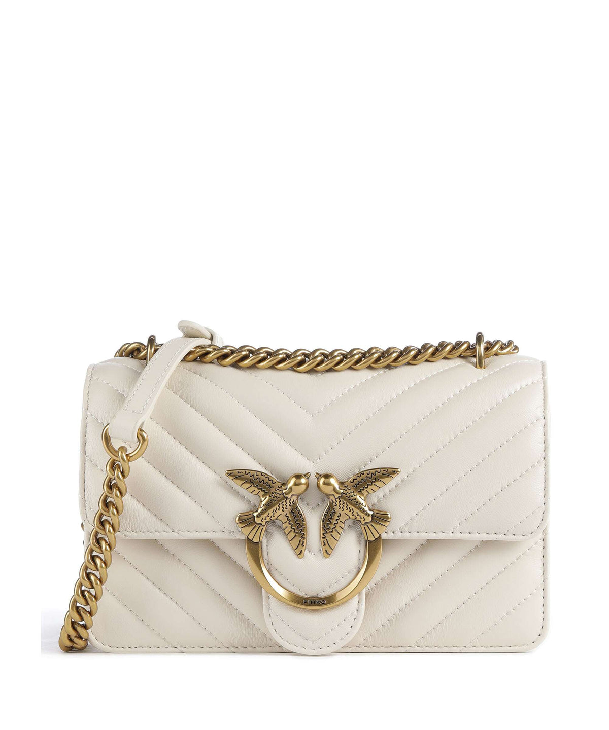 Pinko Love One Mini Shoulder bag bianco seta/antique gold