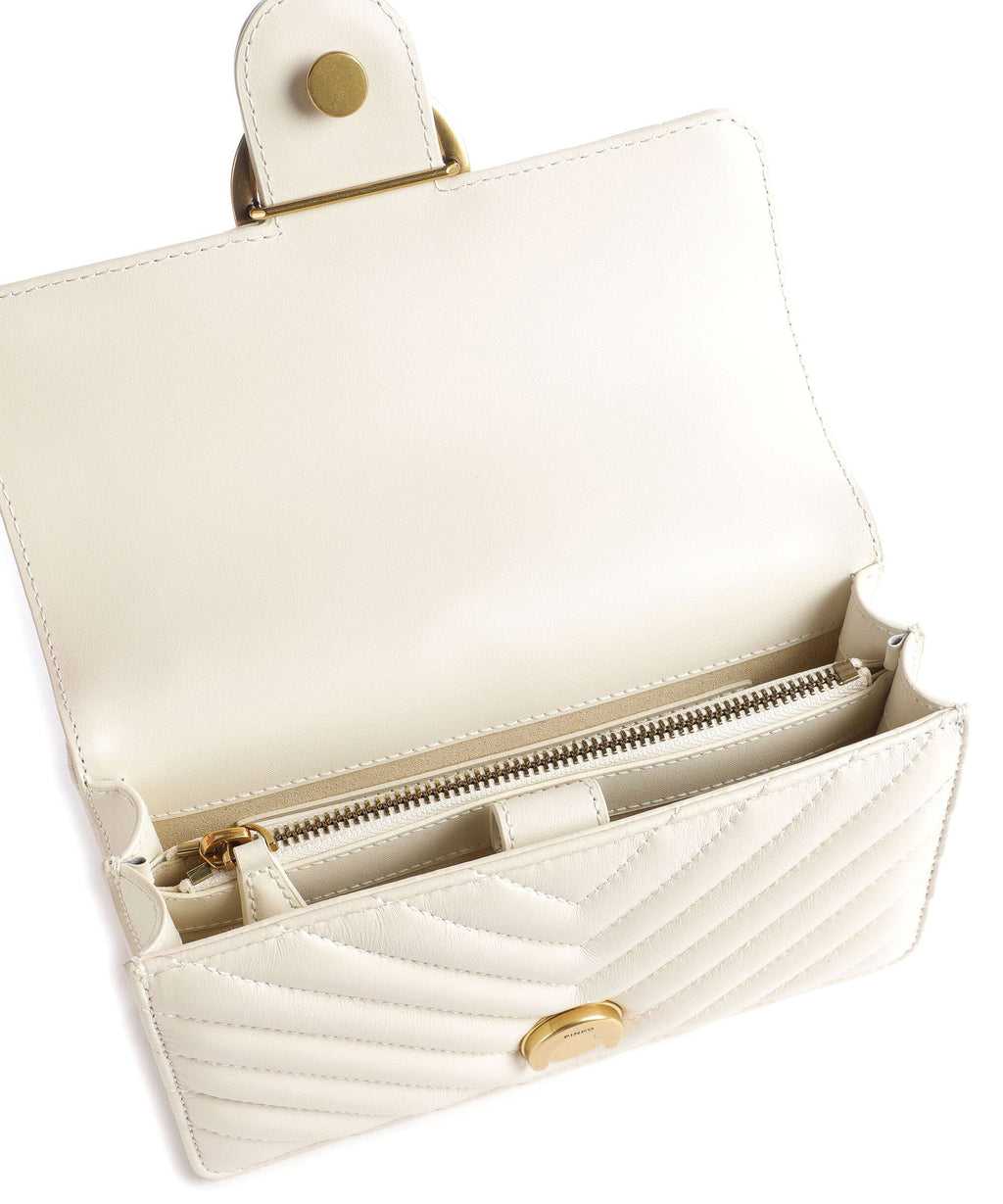 Pinko Love One Mini Shoulder bag bianco seta/antique gold