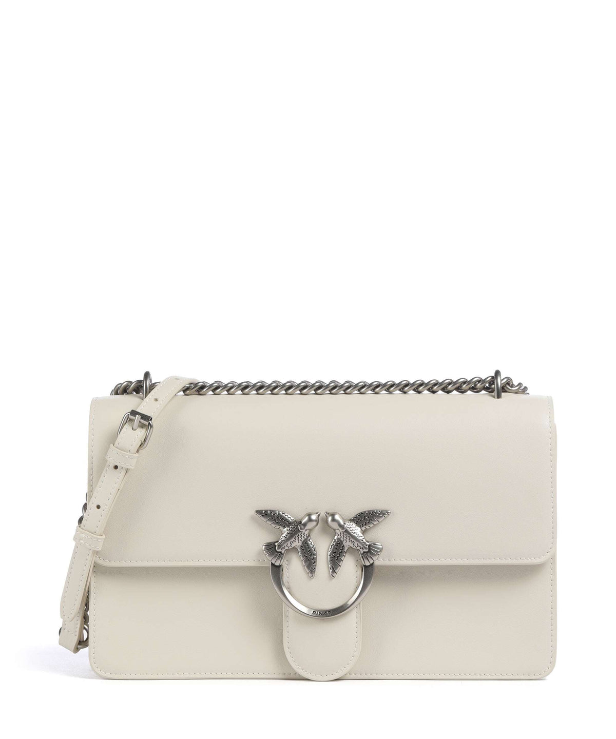 Pinko Love One Classic Shoulder bag bianco seta/old silver
