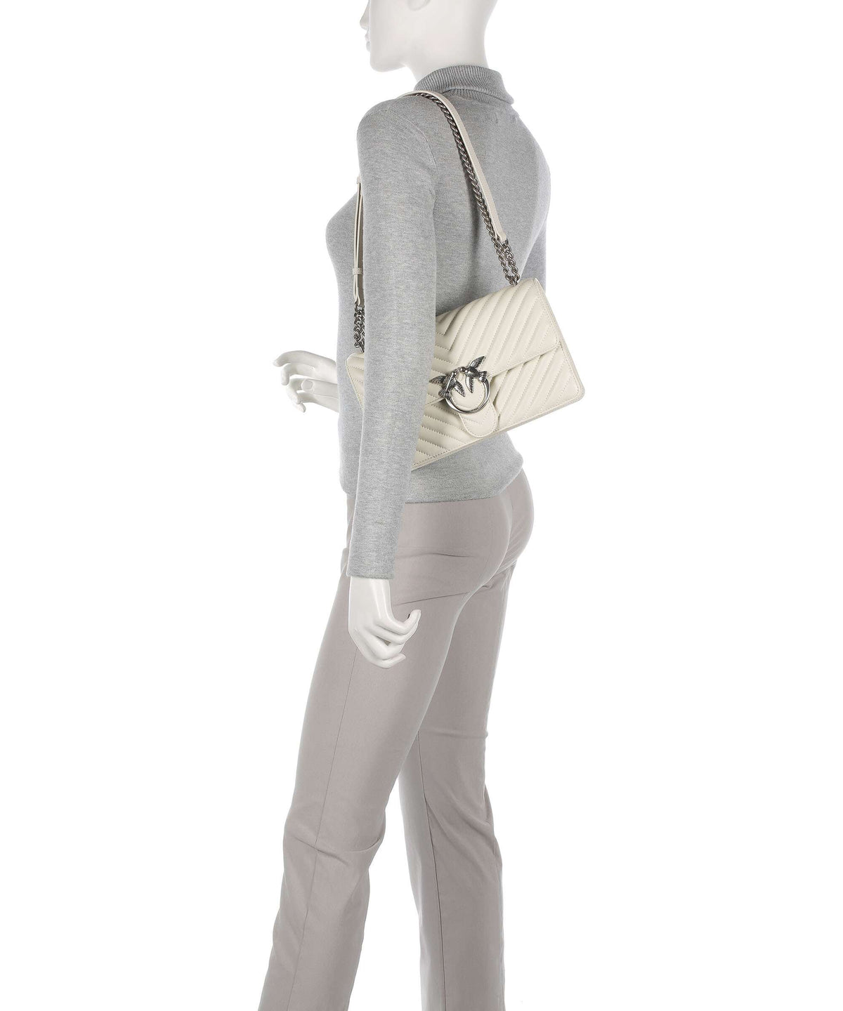 Pinko Love One Classic Shoulder bag bianco seta/old silver