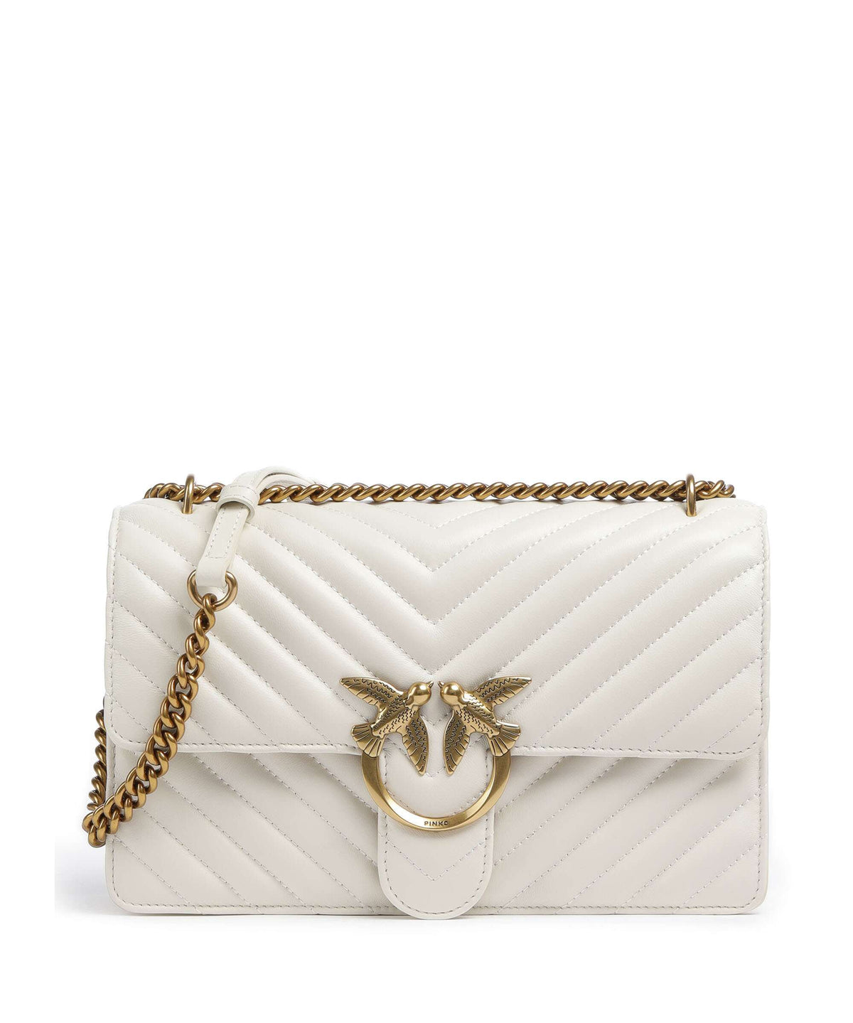 Pinko Love One Classic Shoulder bag bianco seta/antique gold