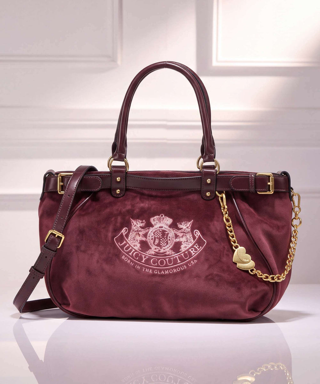 Juicy Couture Twig Narrative Velvet L Tote bag winetasting