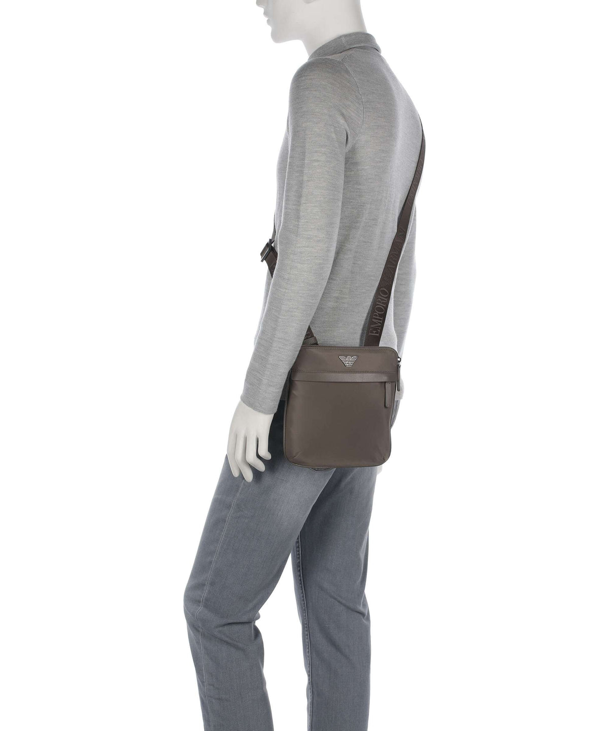 Emporio Armani Recycled Nylon Crossbody bag major brown
