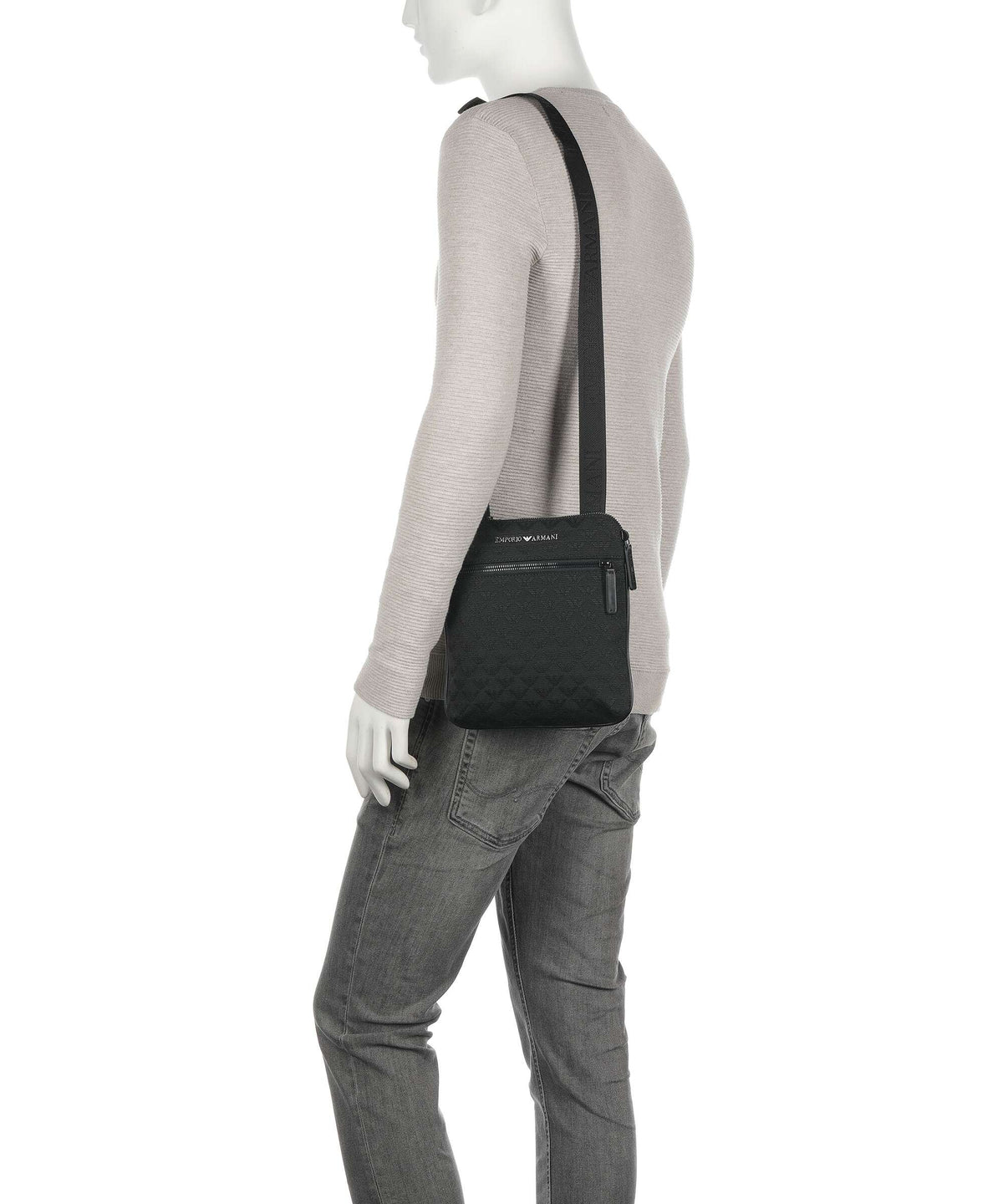 Emporio Armani Omnia Jacquard Crossbody bag black
