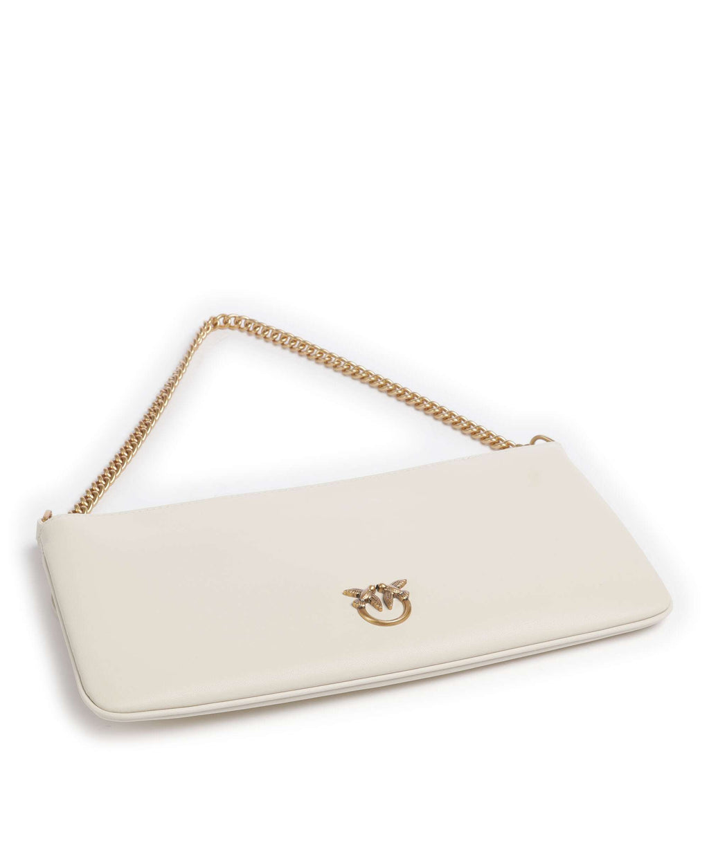 Pinko Flat Horizontal Shoulder bag bianco seta/antique gold