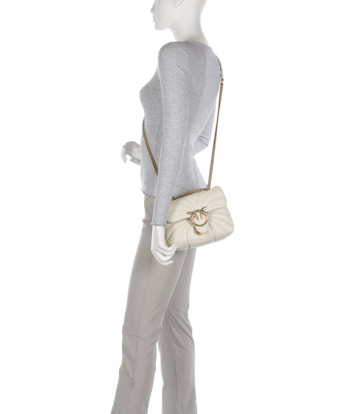 Pinko Love Puff Mini Shoulder bag bianco seta/antique gold