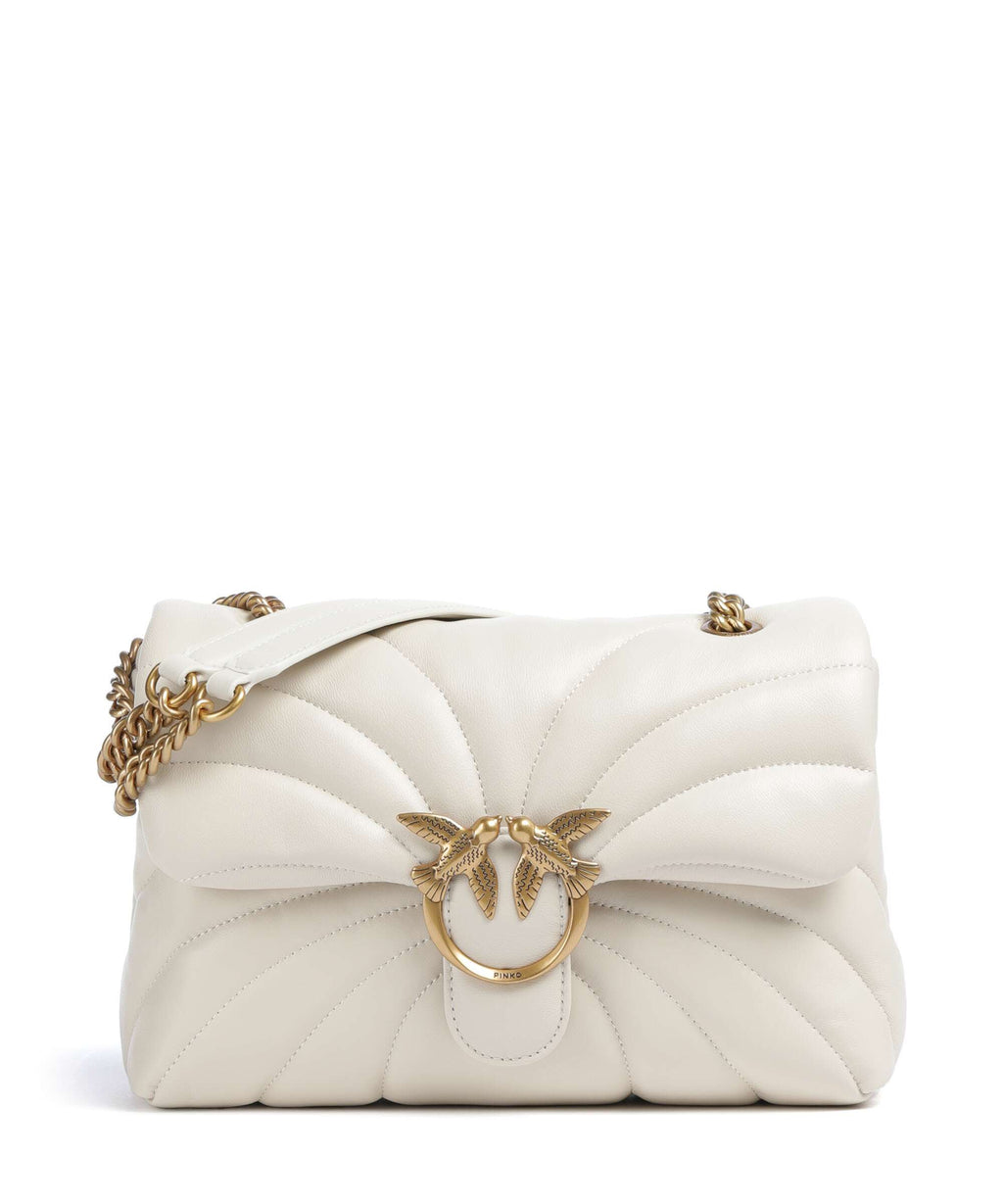 Pinko Love Puff Classic Shoulder bag bianco seta/antique gold