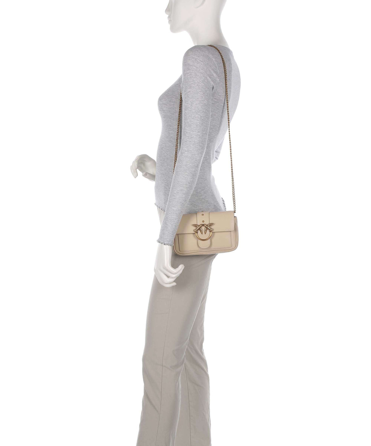 Pinko Love One Pocket Wallet beige/grigio fumo/antique gold