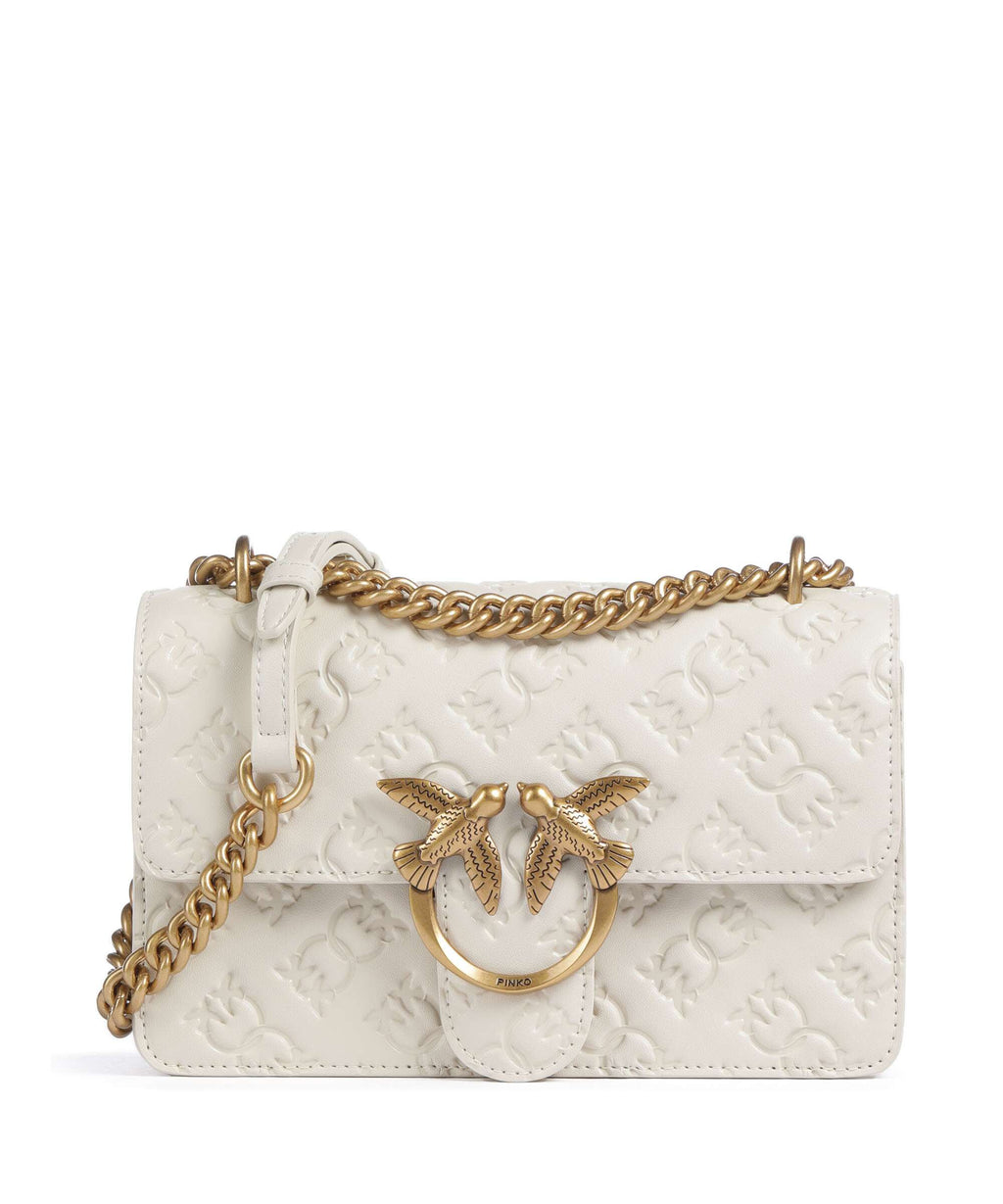 Pinko Love One Mini Shoulder bag bianco seta/antique gold