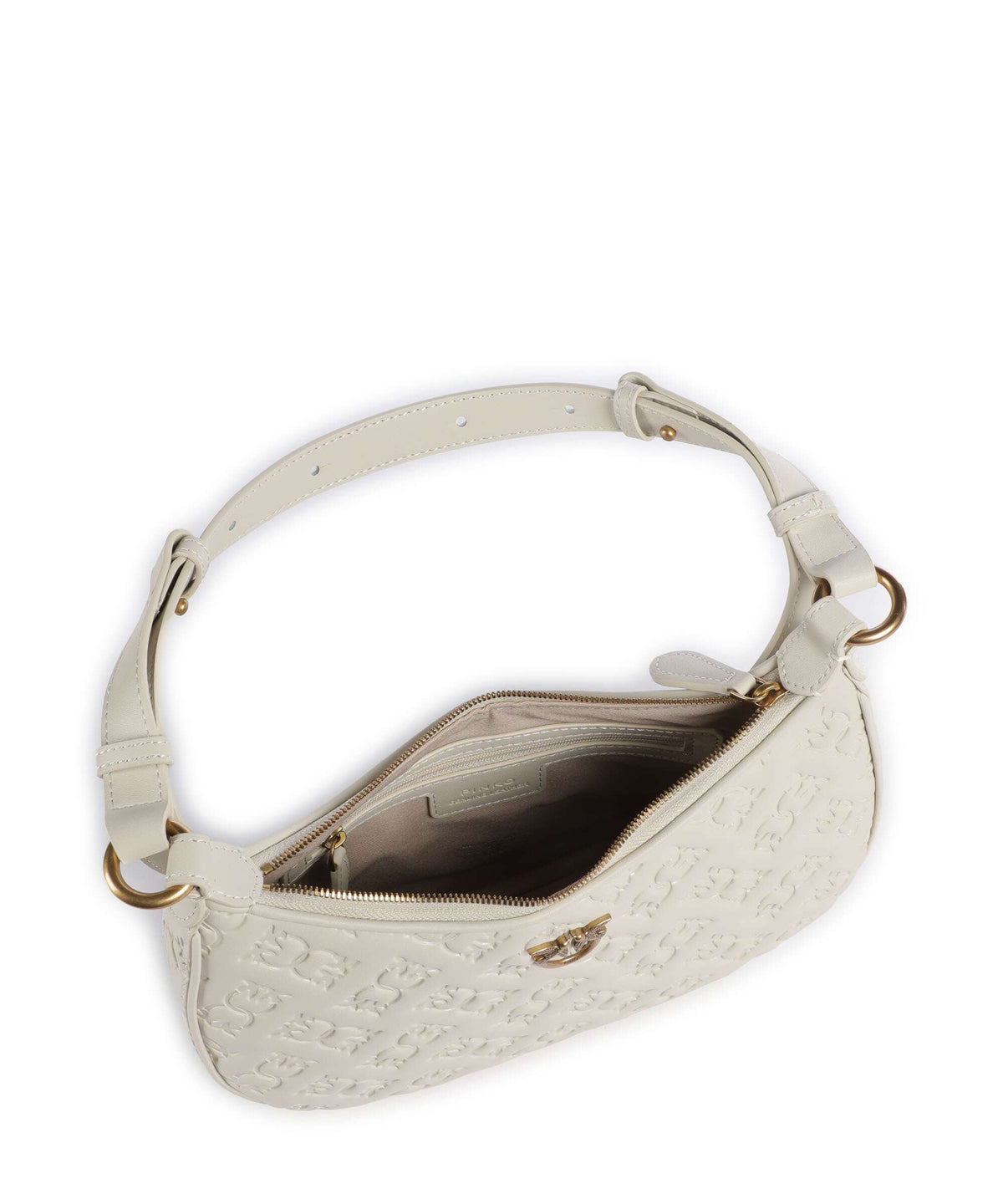 Pinko Half Moon Mini Shoulder bag bianco seta/antique gold