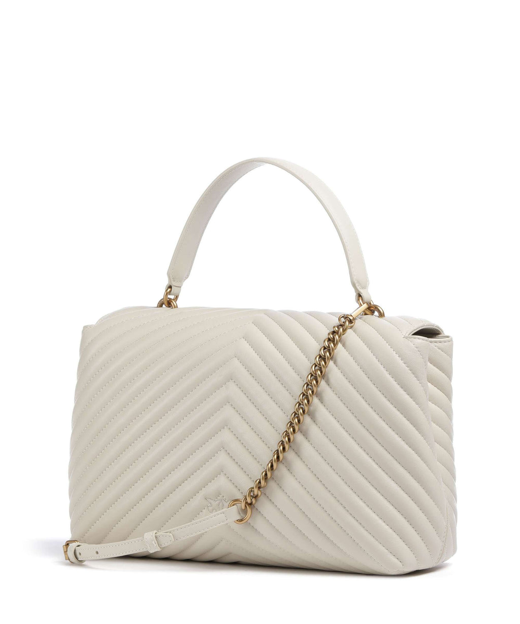 Pinko Love Lady Puff Big Handbag bianco seta/antique gold