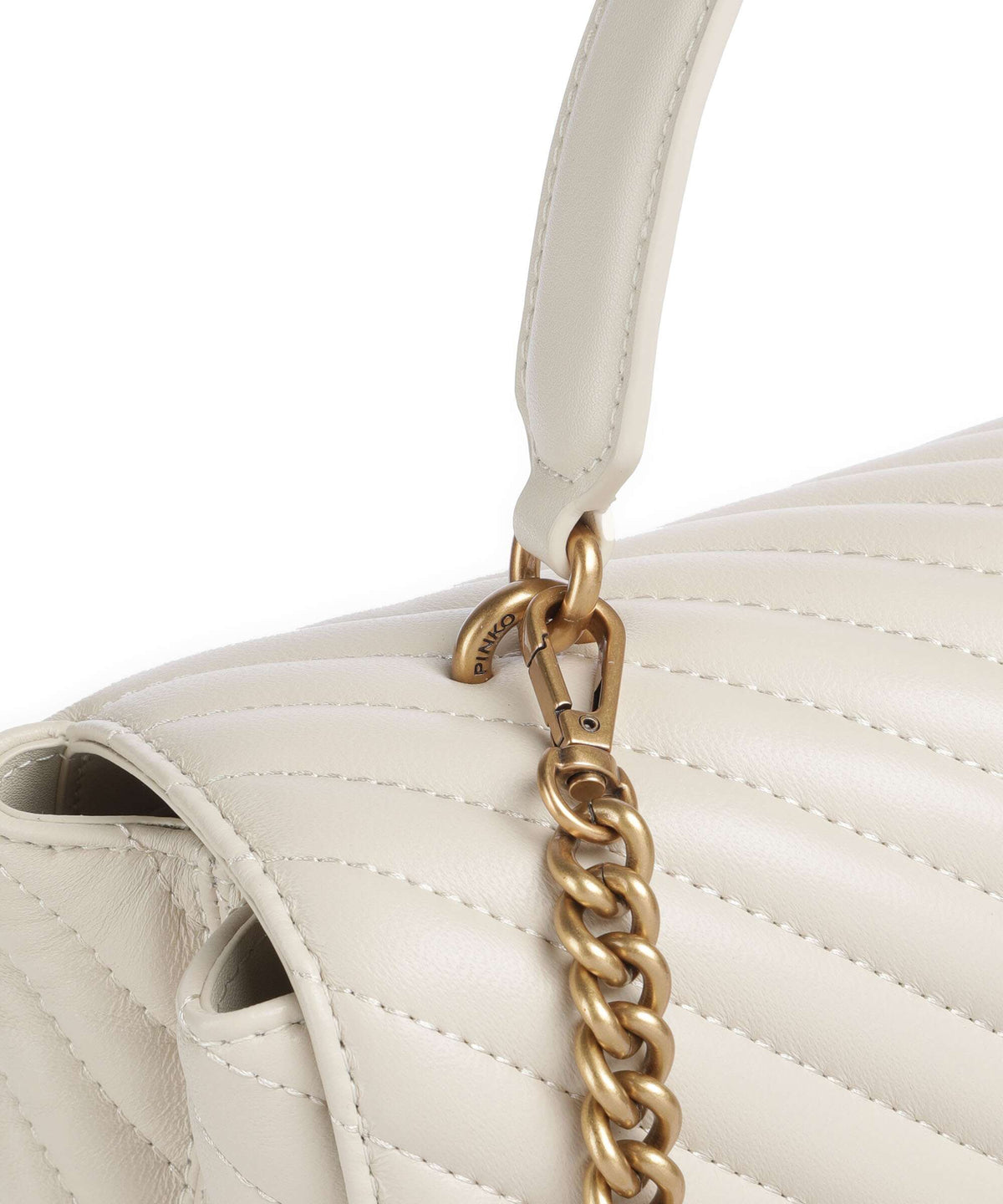 Pinko Love Lady Puff Big Handbag bianco seta/antique gold