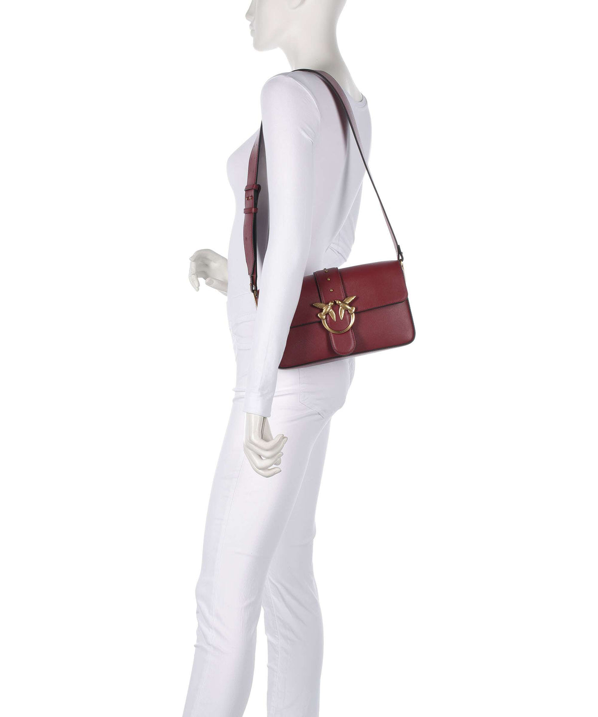 Pinko Love One Classic Slouchy Shoulder bag bordeaux merlot/antique gold