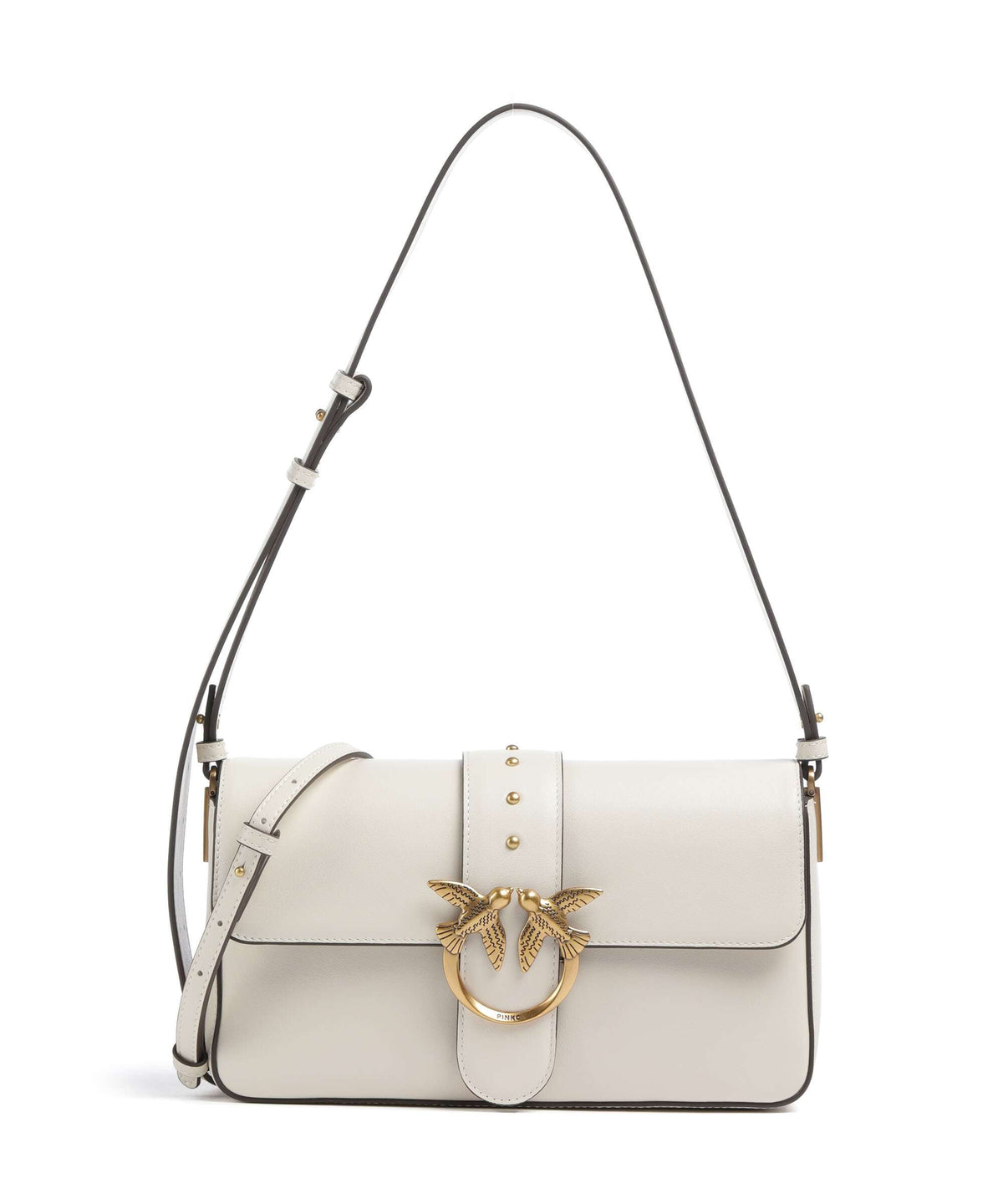 Pinko Love One Classic Slouchy Shoulder bag bianco seta/antique gold