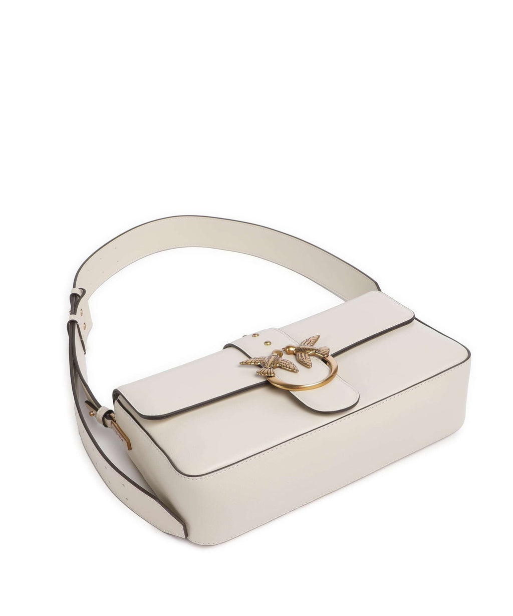 Pinko Love One Classic Slouchy Shoulder bag bianco seta/antique gold