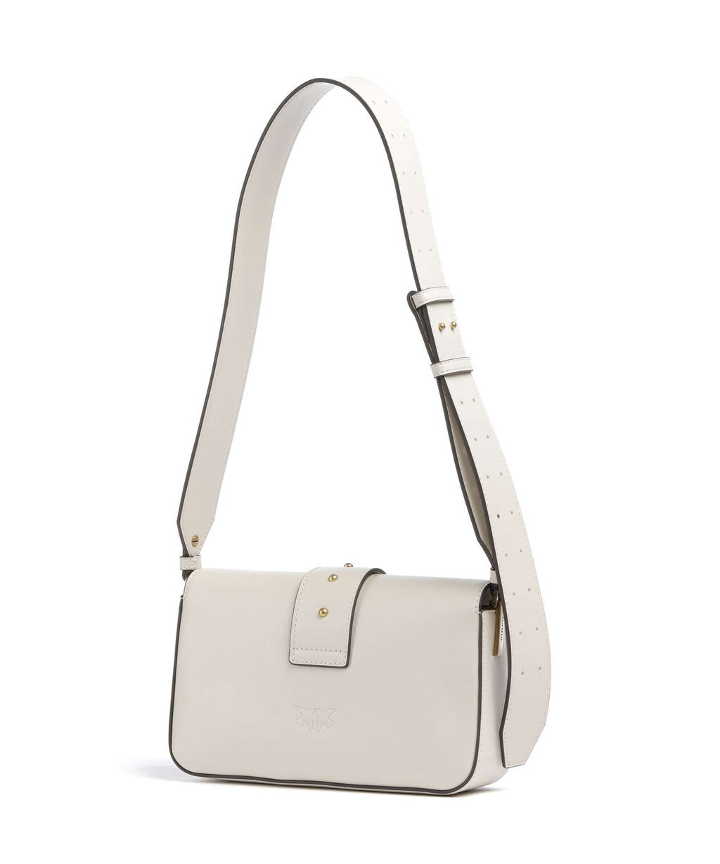 Pinko Love One Mini Slouchy Shoulder bag bianco seta/antique gold