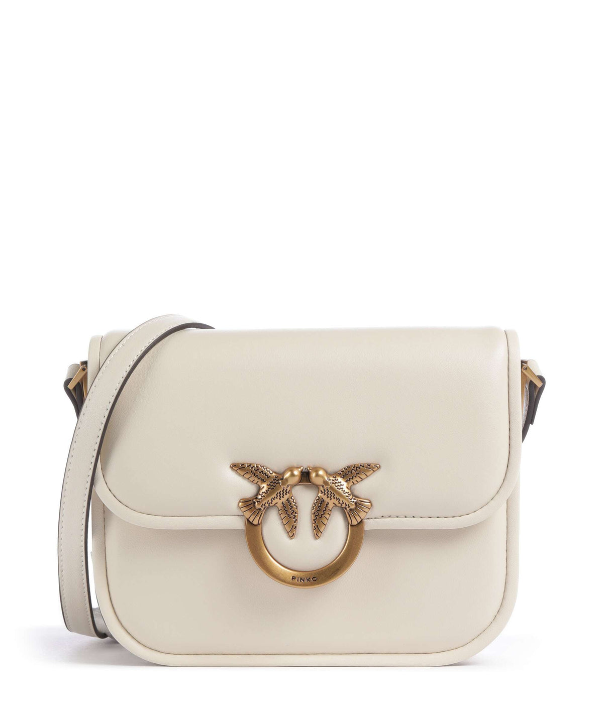 Pinko Love One Mini Crossbody bag bianco seta/antique gold