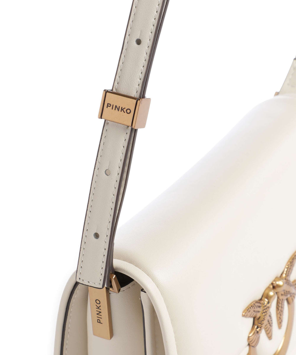 Pinko Love One Mini Crossbody bag bianco seta/antique gold