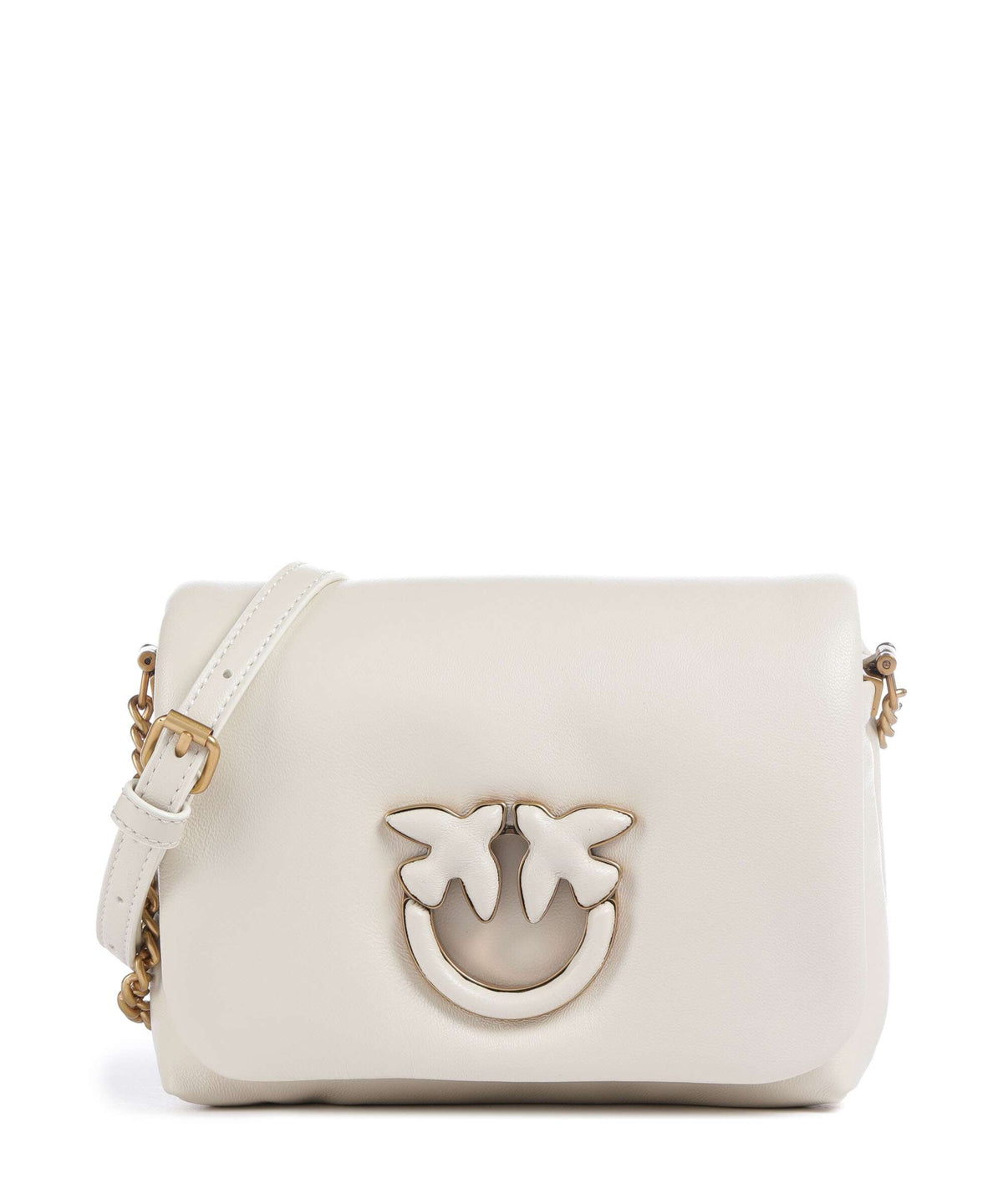 Pinko Love Click Puff Baby Crossbody bag bianco seta/antique gold