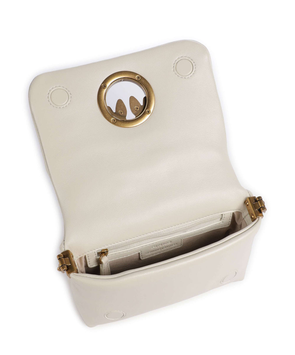 Pinko Love Click Puff Baby Crossbody bag bianco seta/antique gold