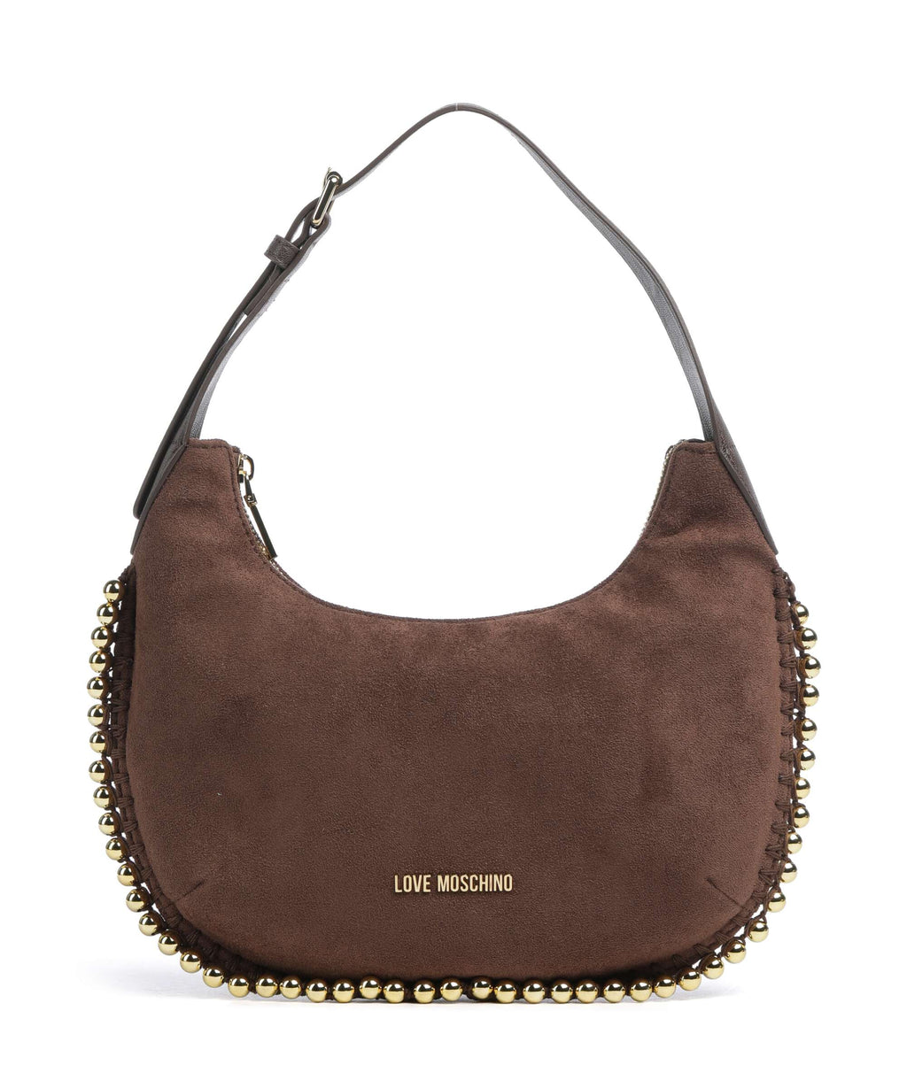 Love Moschino Gold Bead Hobo bag cioccolato