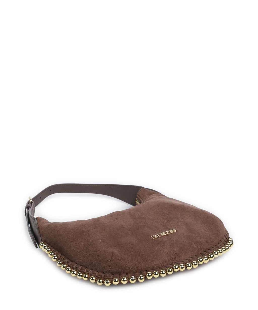 Love Moschino Gold Bead Hobo bag cioccolato