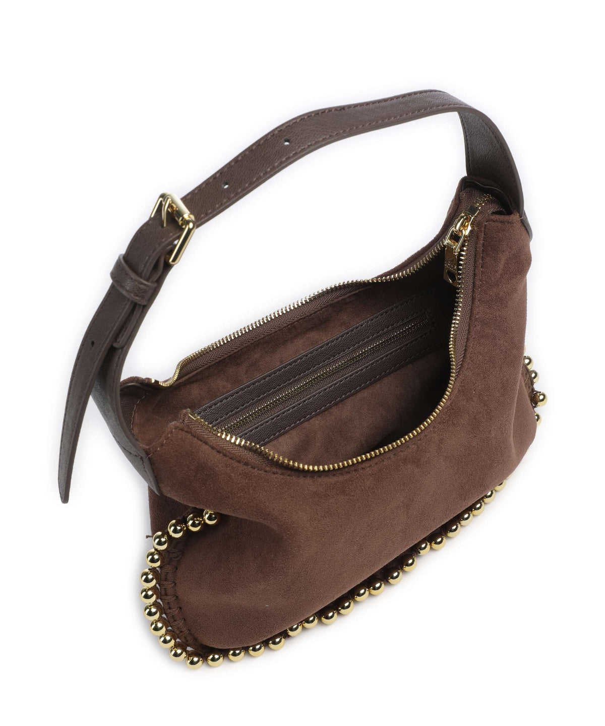 Love Moschino Gold Bead Hobo bag cioccolato
