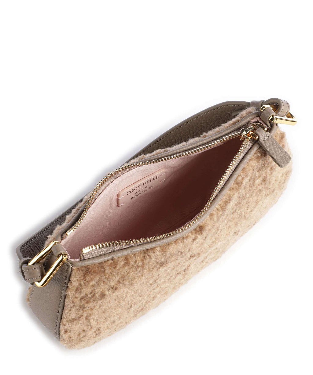 Coccinelle Merveille Astrakan Shoulder bag warm taupe
