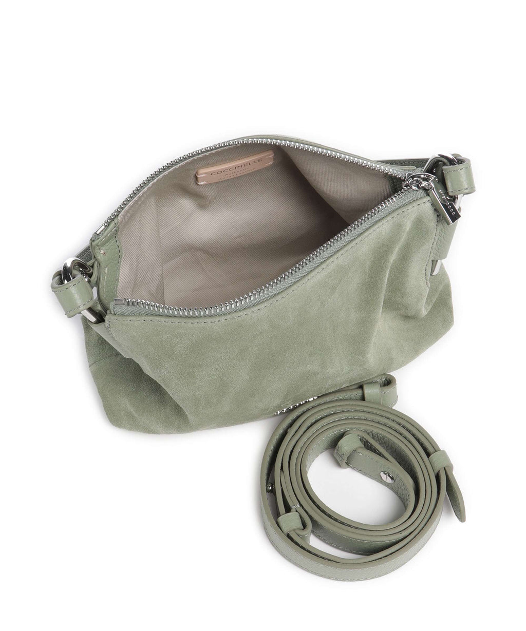 Coccinelle Rebekka Suede Shoulder bag greenery