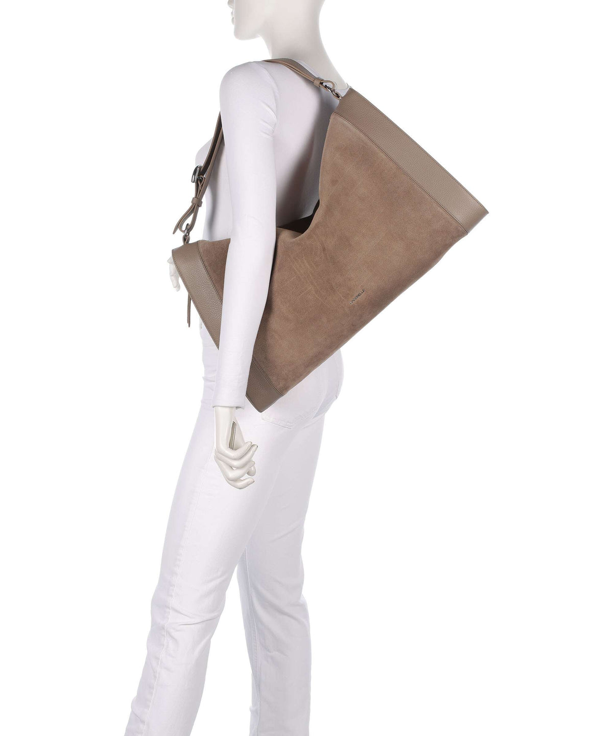 Coccinelle Elinor Suede Hobo bag warm taupe