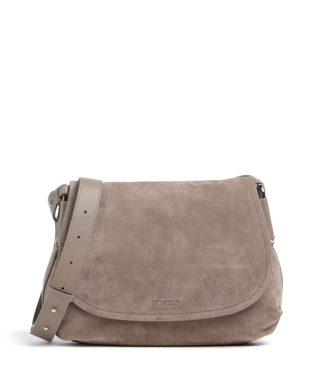 Coccinelle Rebekka Suede Shoulder bag warm taupe
