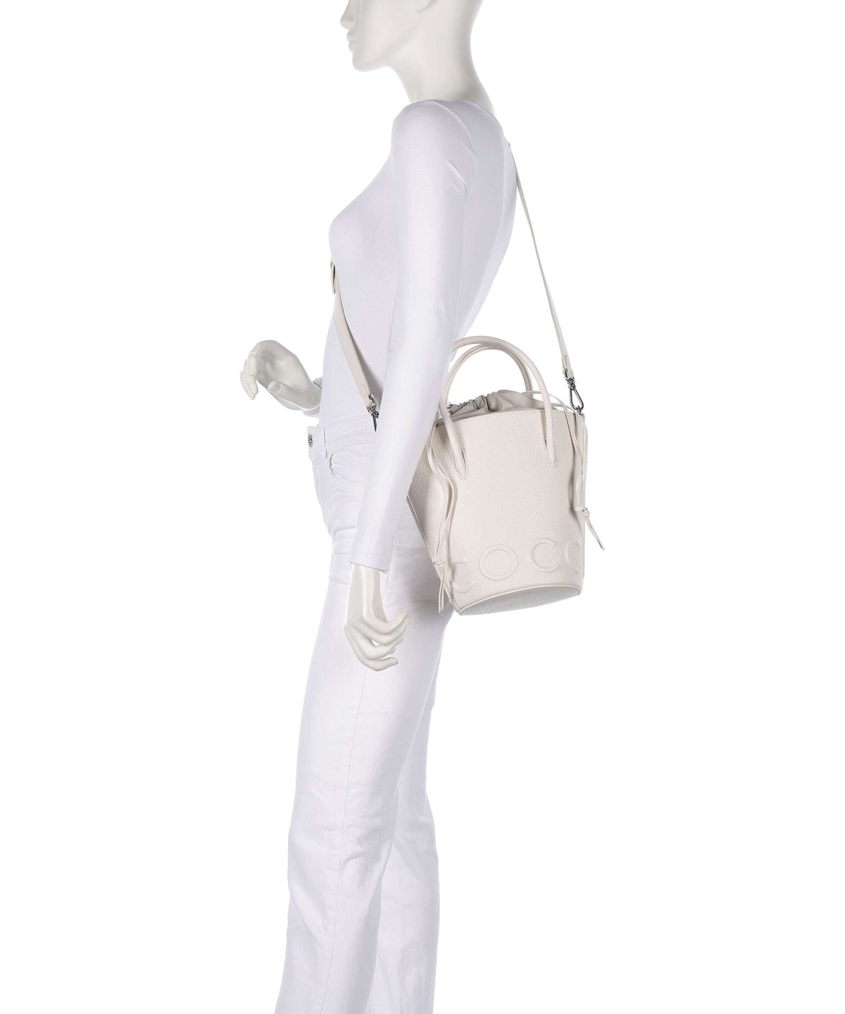 Coccinelle Myrtha Maxi Logo Bucket bag blanco