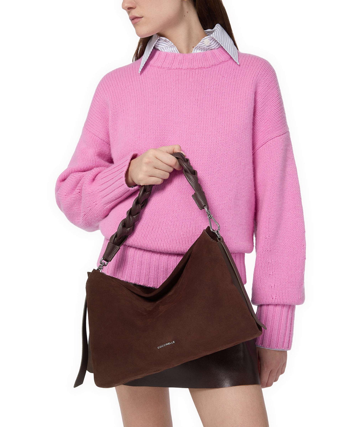 Coccinelle Boheme Suede Hobo bag brunette