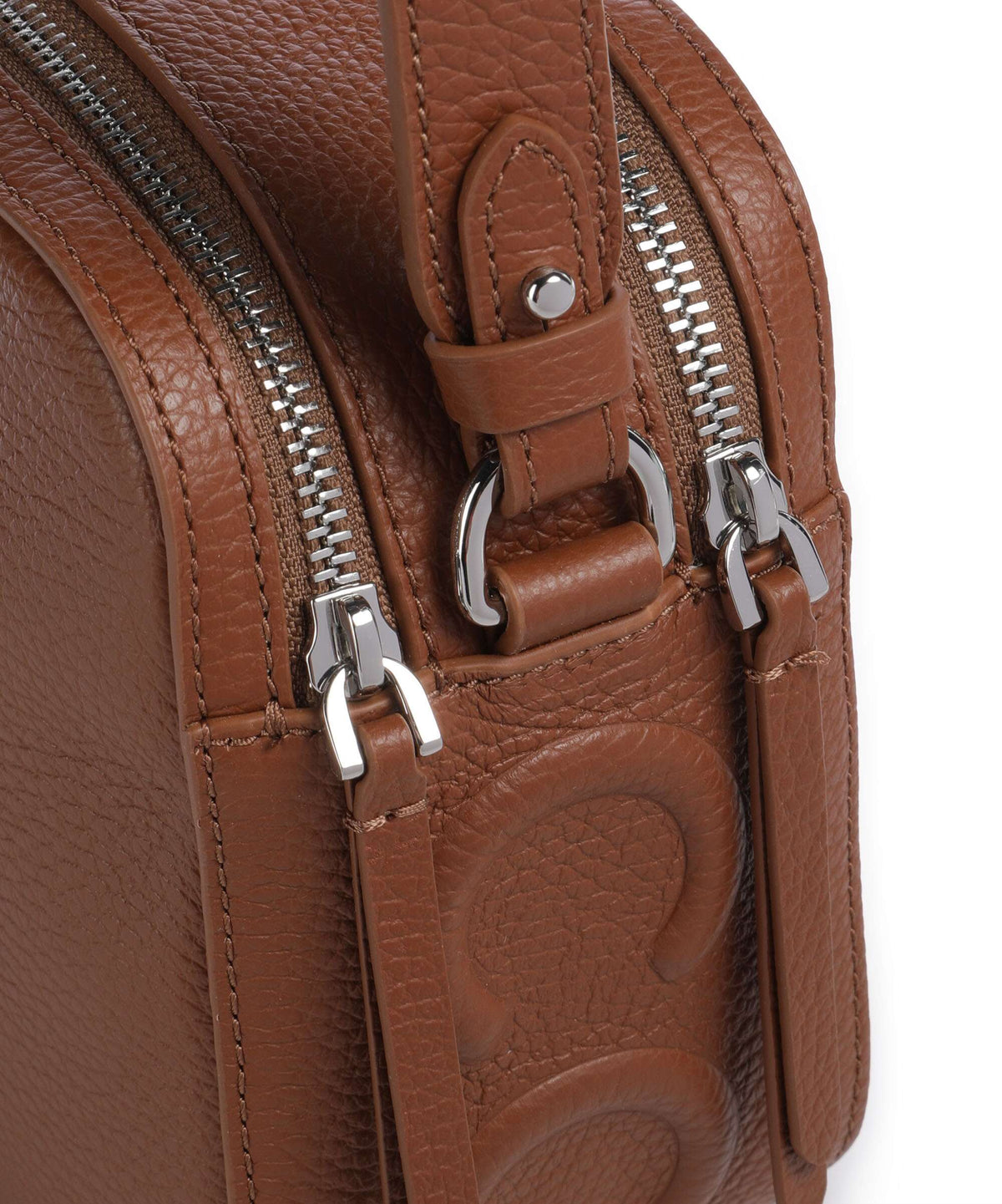 Coccinelle Myrtha Maxi Logo Crossbody bag cognac