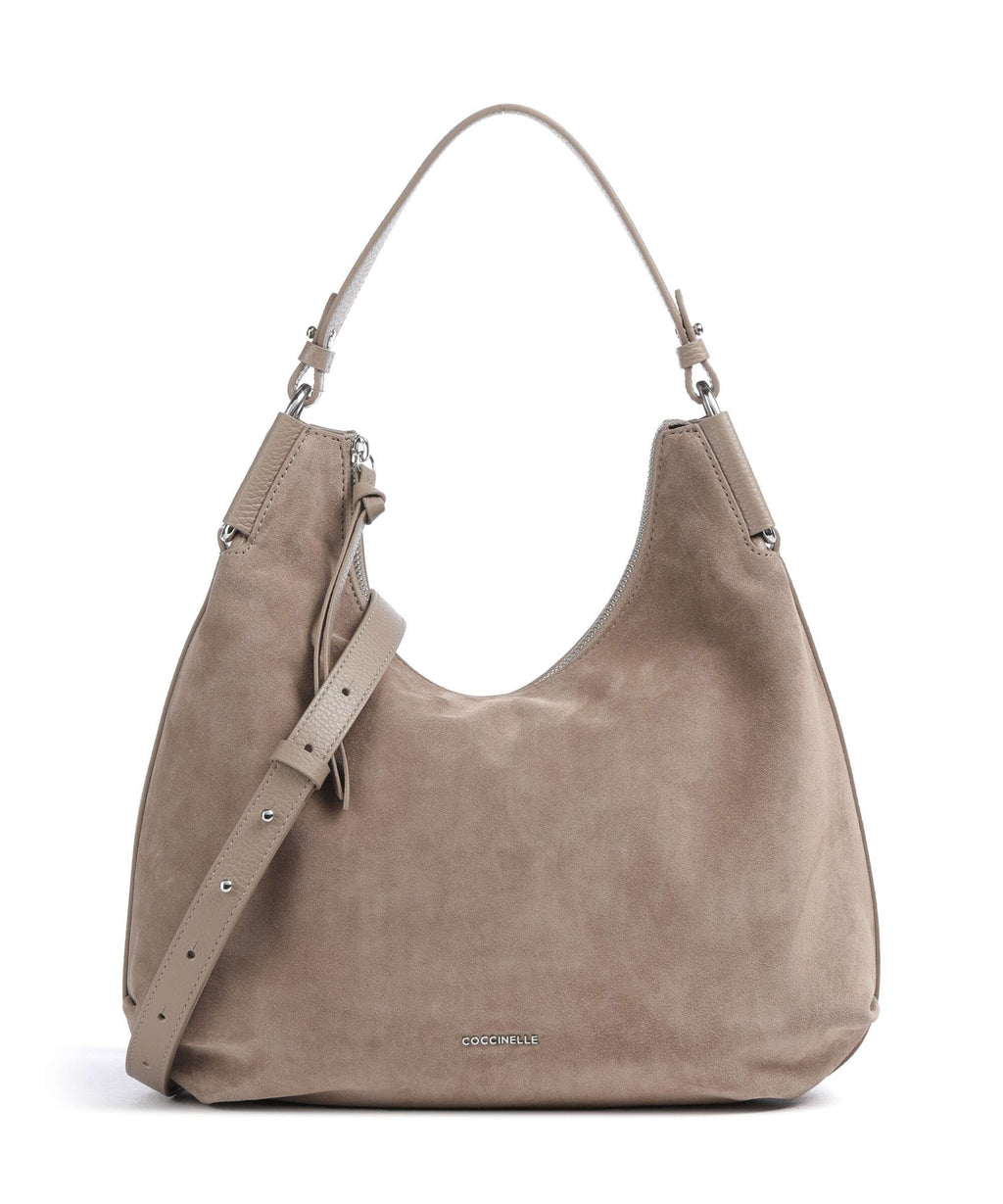 Coccinelle Rebekka Suede Hobo bag warm taupe