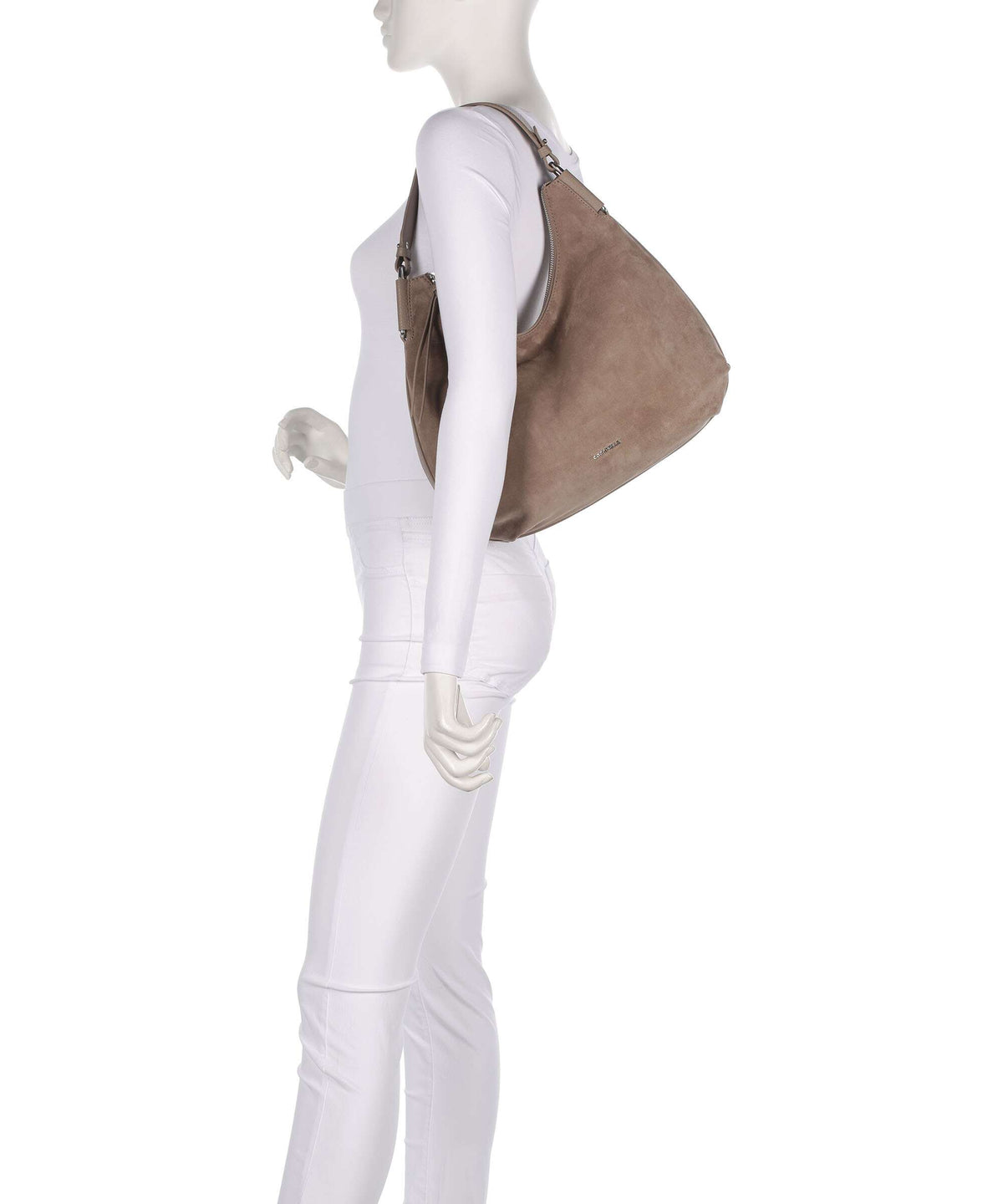 Coccinelle Rebekka Suede Hobo bag warm taupe