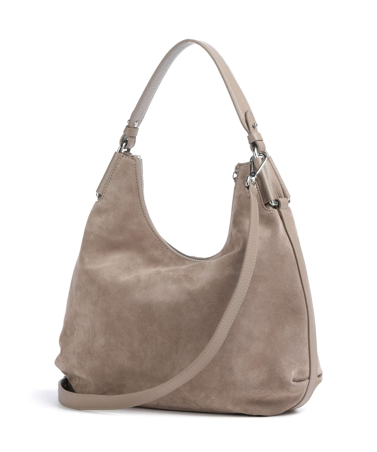 Coccinelle Rebekka Suede Hobo bag warm taupe