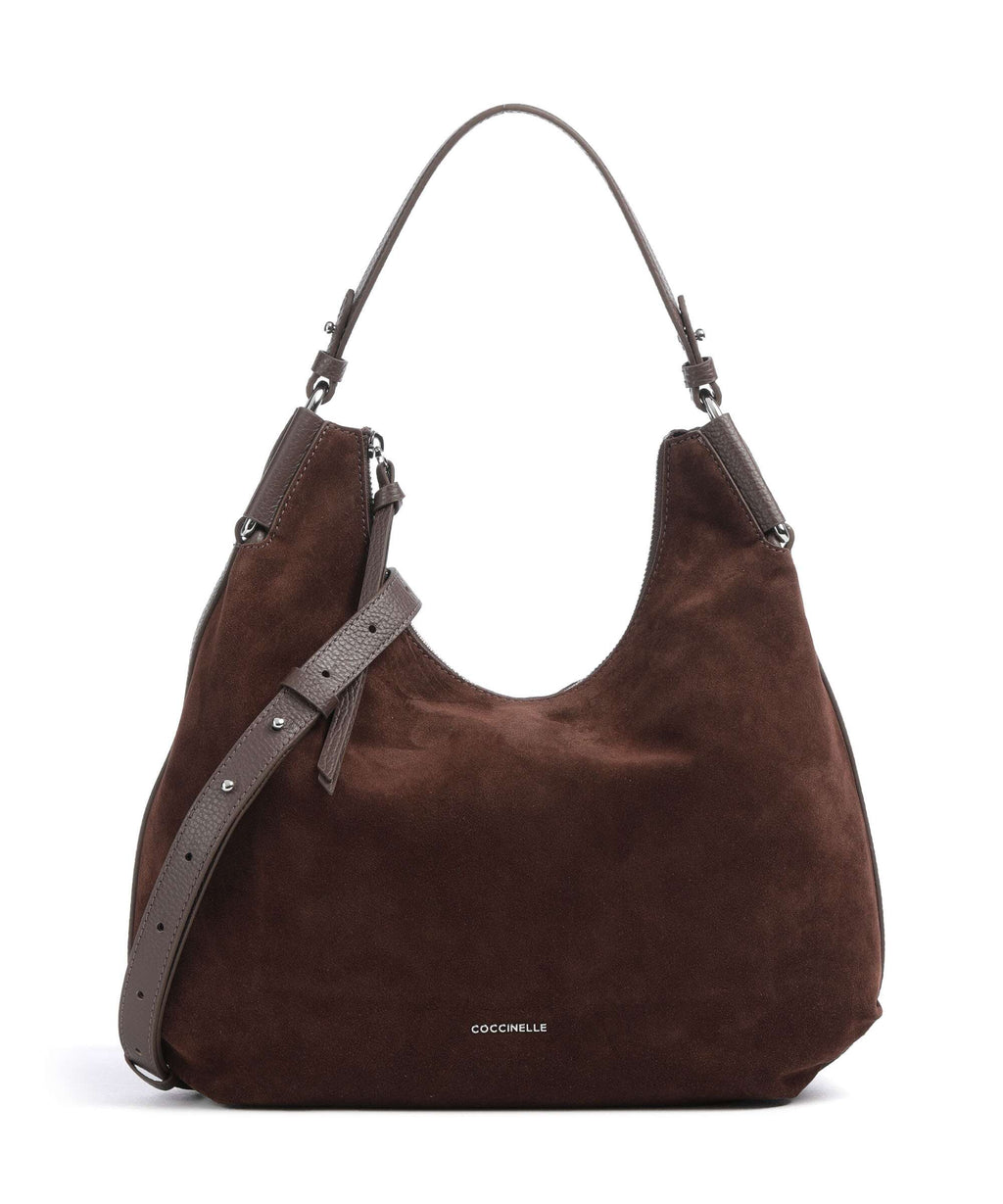 Coccinelle Rebekka Suede Hobo bag brunette