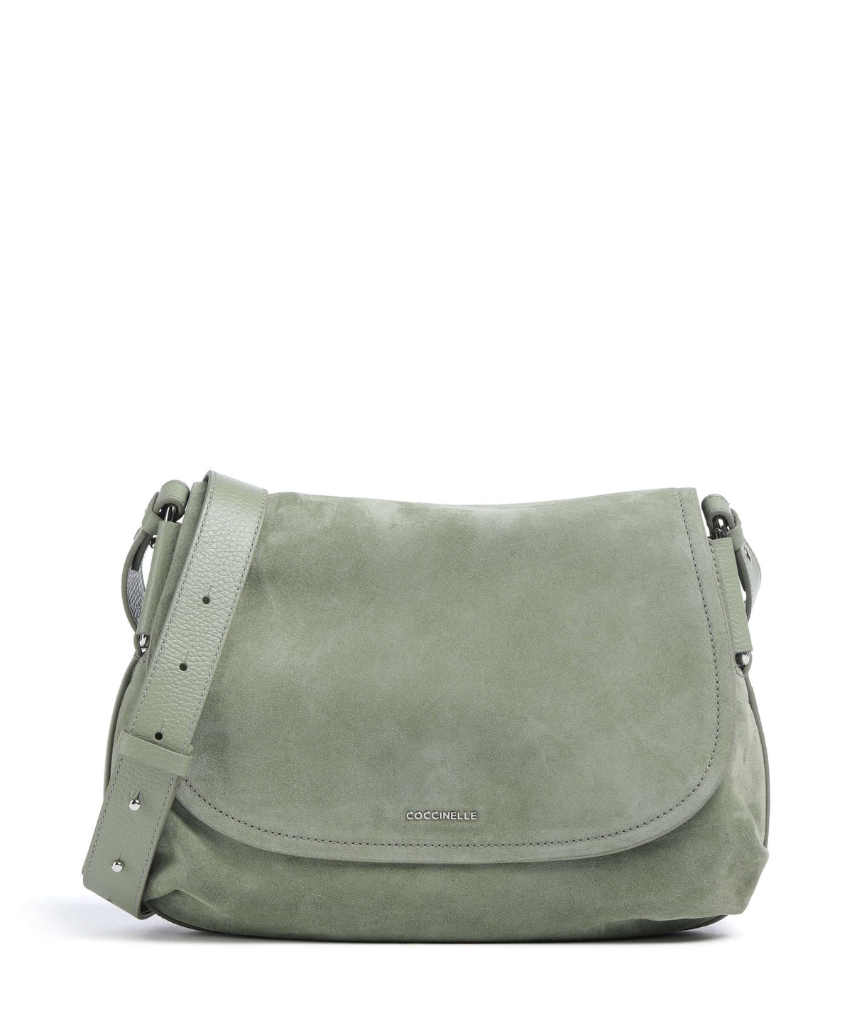 Coccinelle Rebekka Suede Shoulder bag greenery
