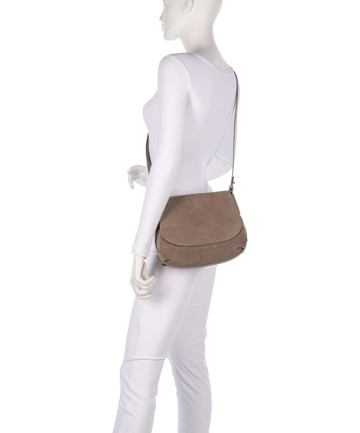 Coccinelle Rebekka Suede Crossbody bag warm taupe