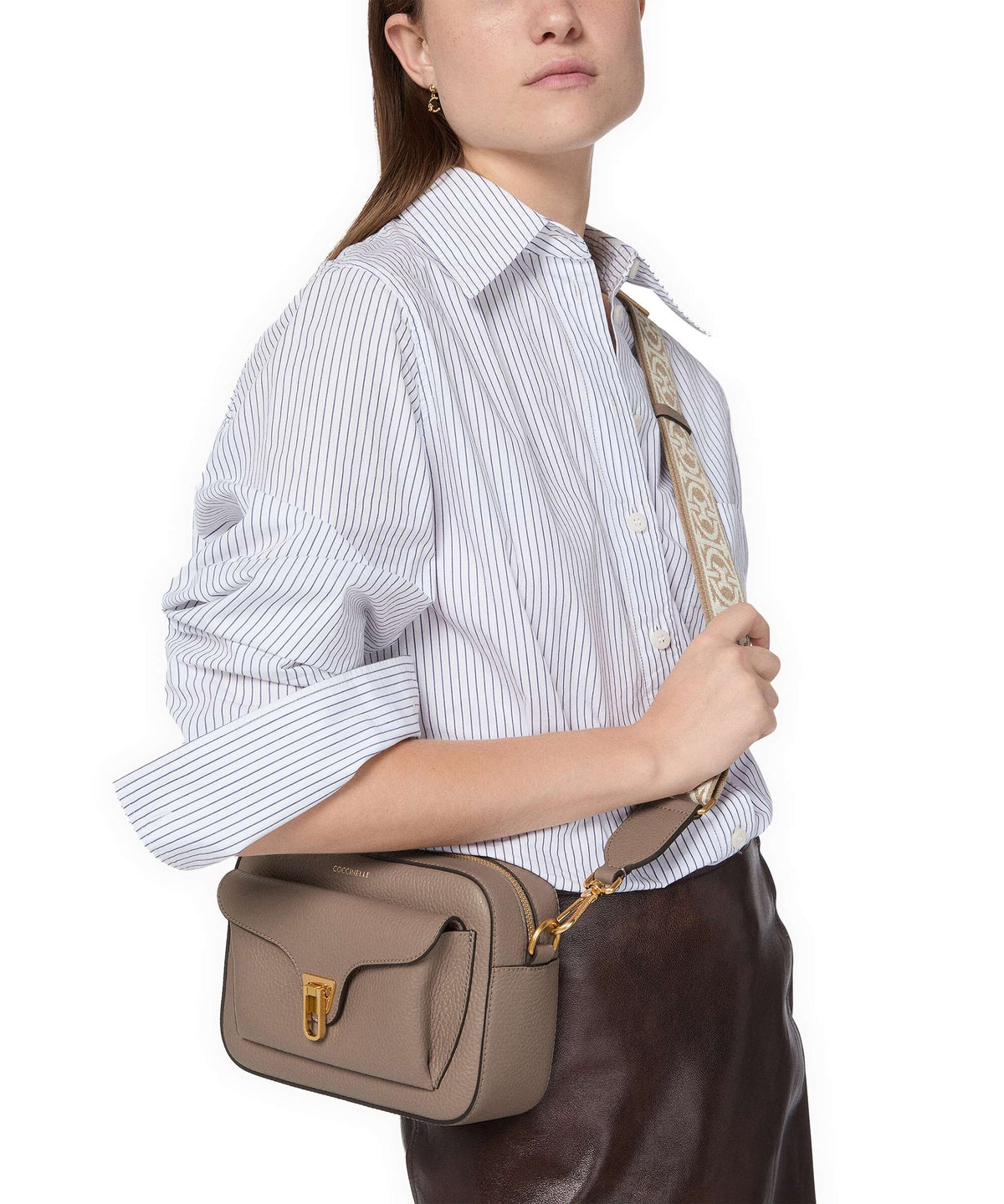 Coccinelle Beat Soft Ribbon Crossbody bag warm taupe